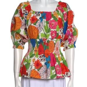 Cara Cara:Heidi Multicolor Floral Blouse. Off-The-Shoulder style. Size:Medium